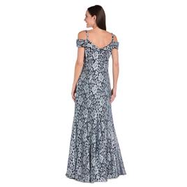 Petite R&M Richards Two Tone Glitter Lace Mermaid Evening Gown