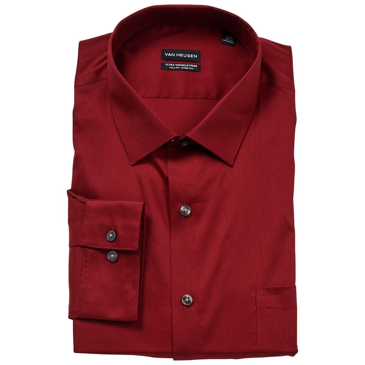 Mens Tall Fit Van Heusen(R) Wrinkle Free Dress Shirt - Mulberry