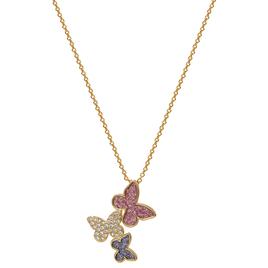 Yellow Gold Plated Cubic Zirconia and Glitter Butterfly Pendant