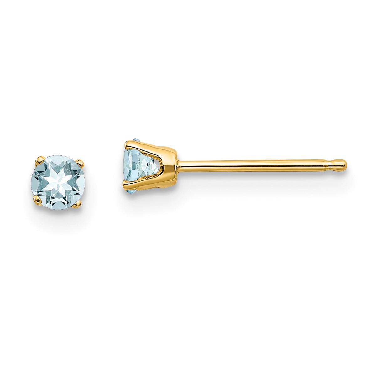 Gemstone Classics(tm) 3mm. Aquamarine Stud Earrings