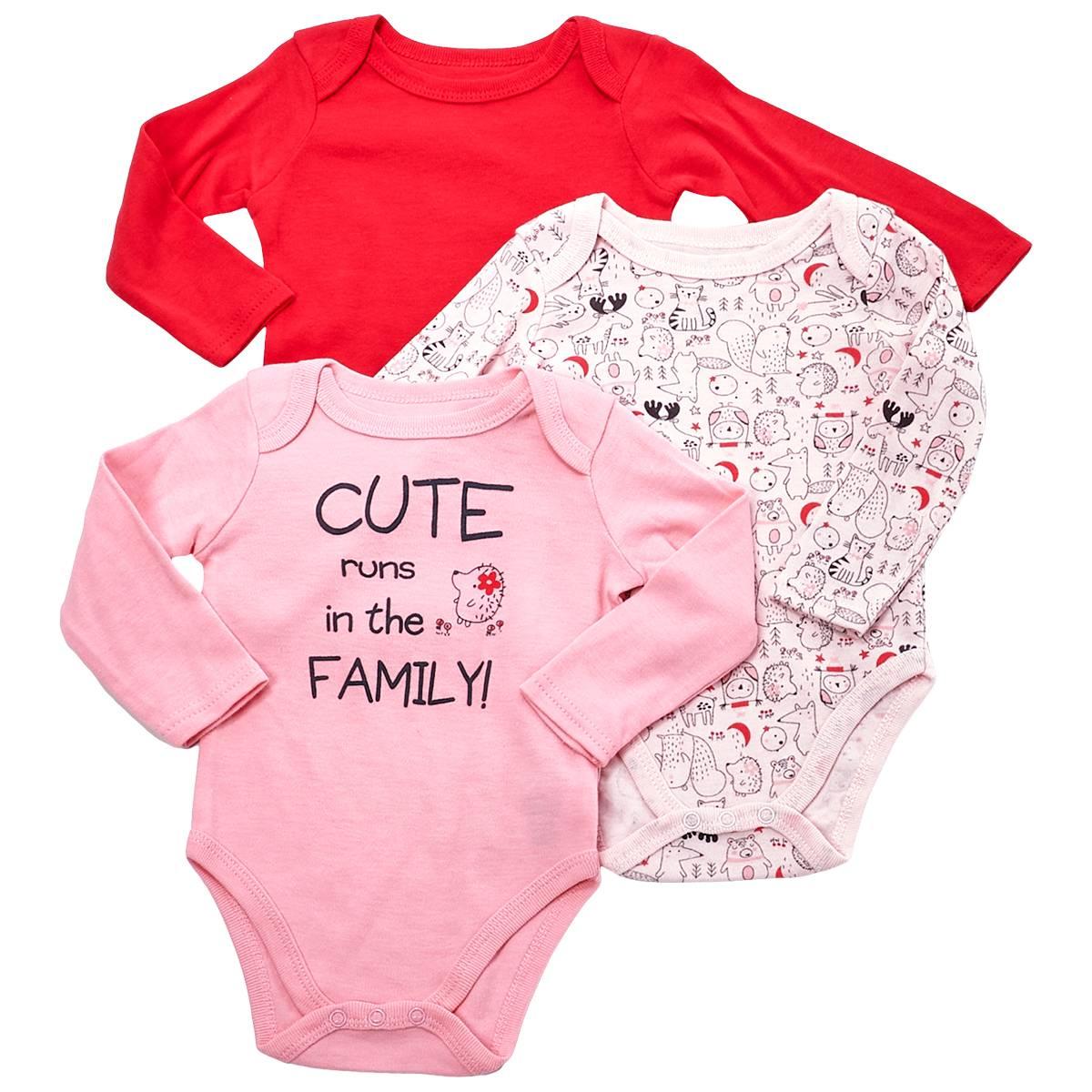 Baby Girl (NB-9M) Mini Hop Cute Family 3pk. Bodysuits