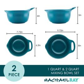 Rachael Ray 2pc. Ceramic Mixing Bowl Set - Teal Blue