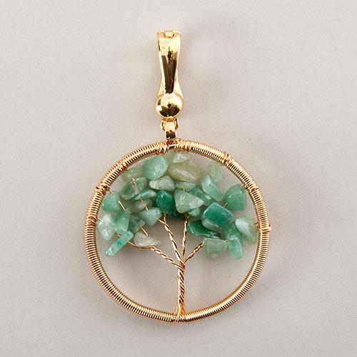 Wearable Art Gold-Tone & Green Tree of Life Enhancer Pendant