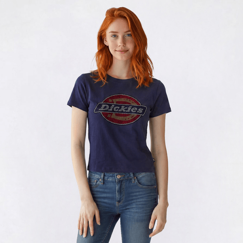 Juniors C-Life Sequin Dickies Logo Baby Tee