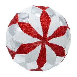 Kurt Adler 80mm Glass Red, White & Silver 6pc.Ball Ornament