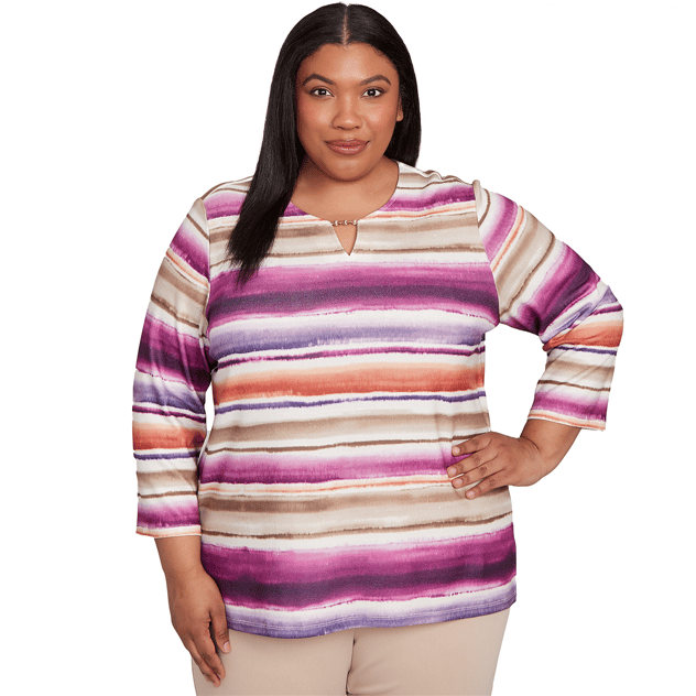 Plus Size Alfred Dunner Urban Legend Watercolor Biadere Blouse