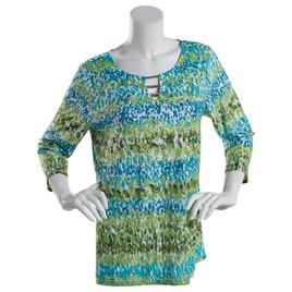 Womens Emily Daniels 3/4 Sleeve Bar Neck Spotted Foil Print Top