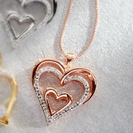 Diamond Classics(tm) 1/10ctw. Triple Heart Pendant Necklace