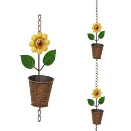 Alpine Metal Hanging Sunflower Pot Chain Rain Catcher