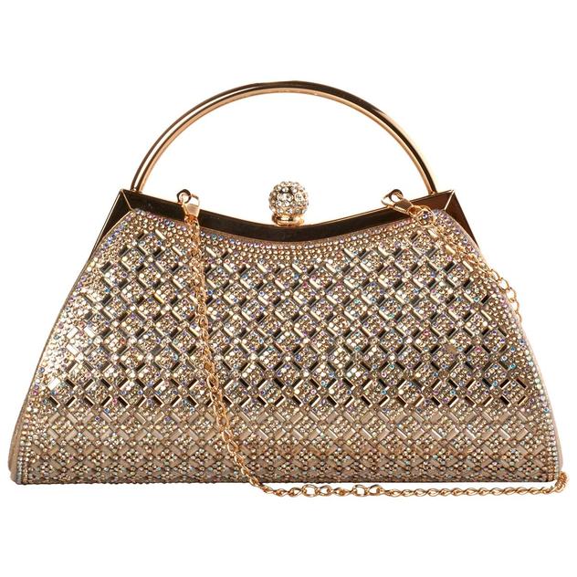 D'Margeaux Stone Top Handle Clutch With Chain