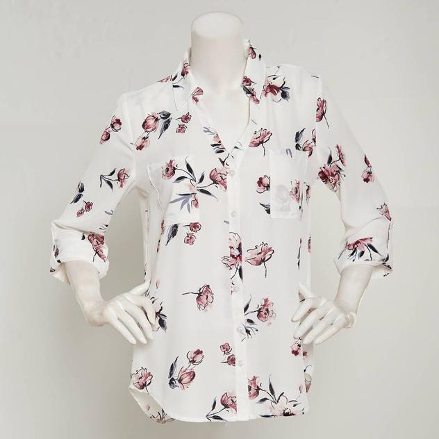 Juniors  A. Byer Floral Boyfriend Portofino Blouse