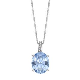 Gemminded 10x8 Oval Aquamarine & 0.005ctw. Diamond Pendant