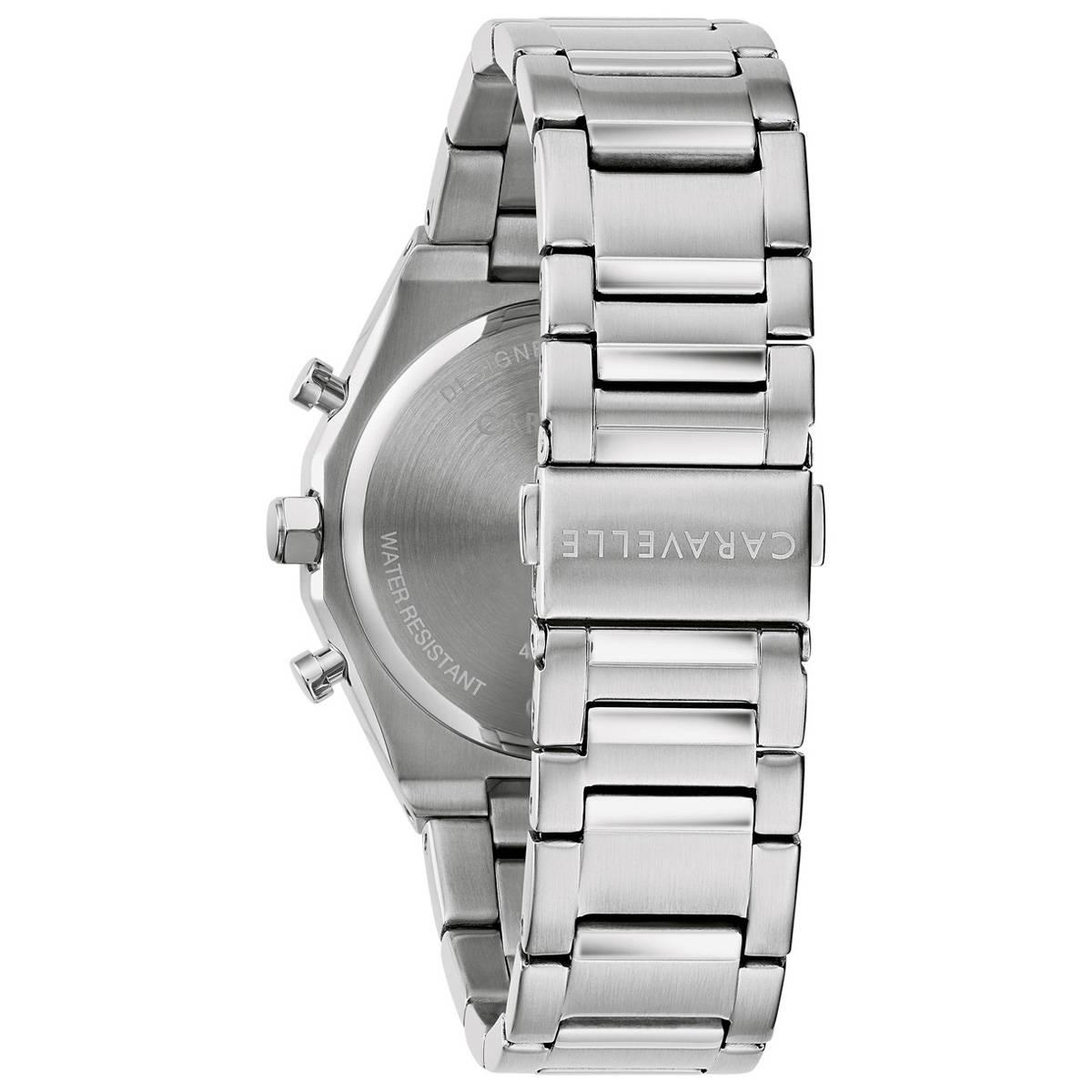 Mens Caravelle Stainless Steel Grey Dial Chrono Watch - 43A158