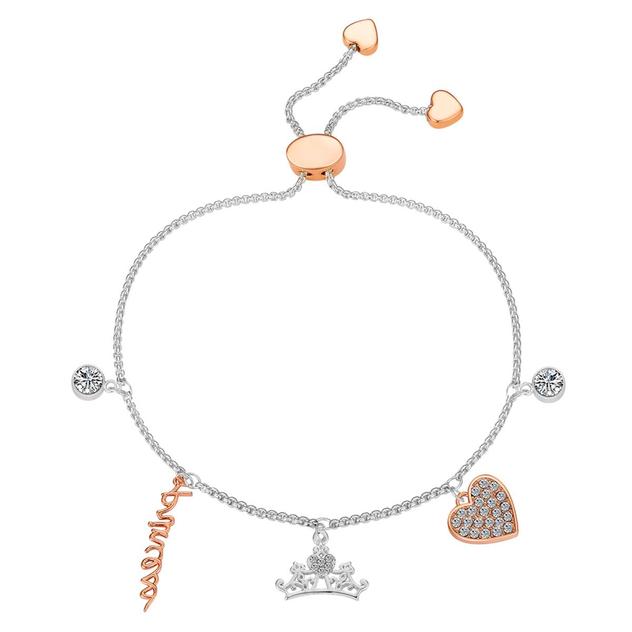 Disney Two-Tone Crystal Princess Crown Bolo Bracelet
