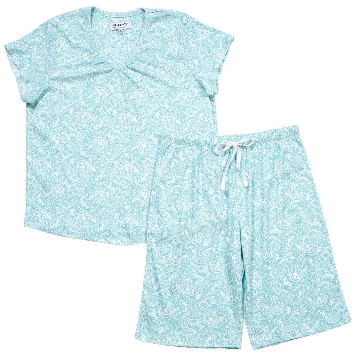 Womens Karen Neuburger Paisley & Medallion Bermuda Pajama Set