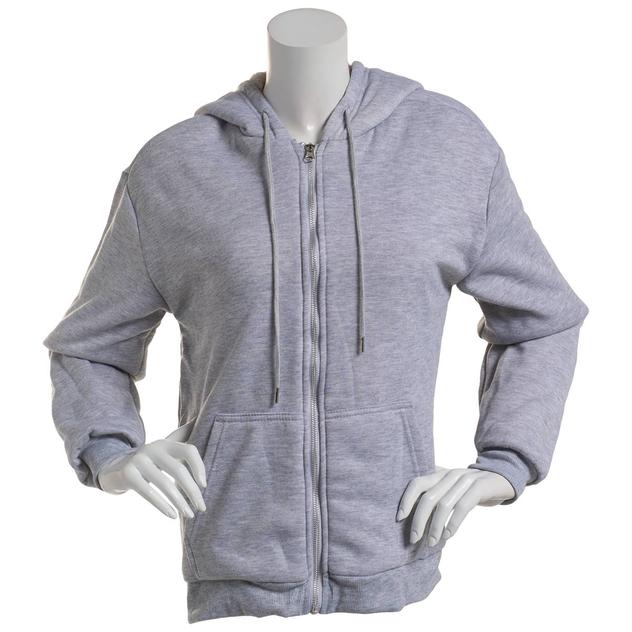 Juniors No Comment Plaid Sherpa Lined Zip-Up Hoodie