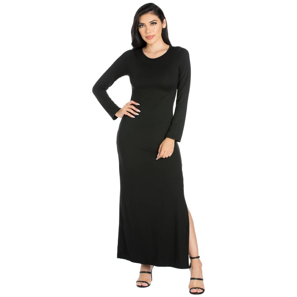 Womens 24/7 Comfort Apparel Long Sleeve Maxi Dress