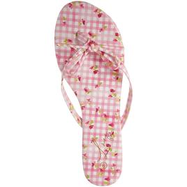 Womens Love 83 Floral Gingham Bow Flip Flops