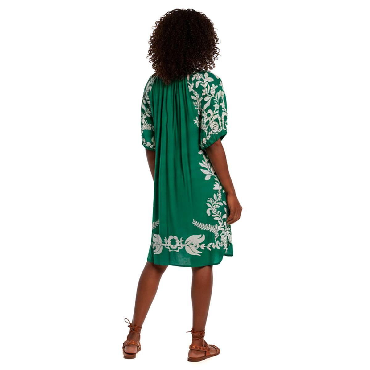 Womens Figueroa & Flower Elbow Sleeve Tie Neck Shift Dress