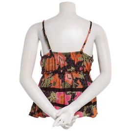 Juniors Angie Floral Print Crochet Insert Babydoll Tank Top