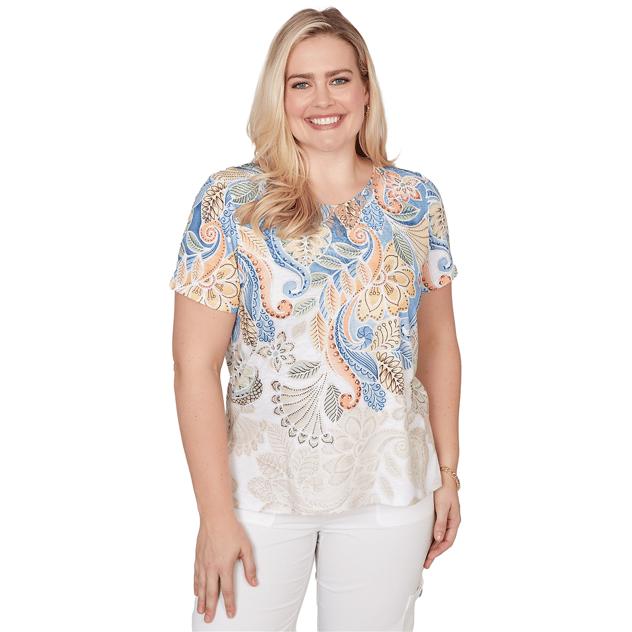Womens Alfred Dunner Out Of The Blue Ombre Paisley Tee