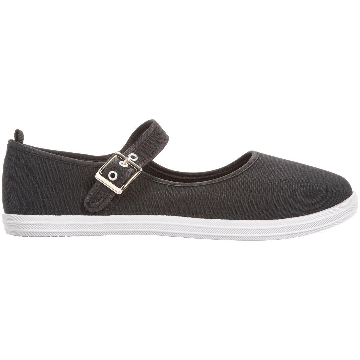 Womens Ashley Blue Mary Jane Canvas Slip On Flats