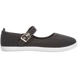 Womens Ashley Blue Mary Jane Canvas Slip On Flats