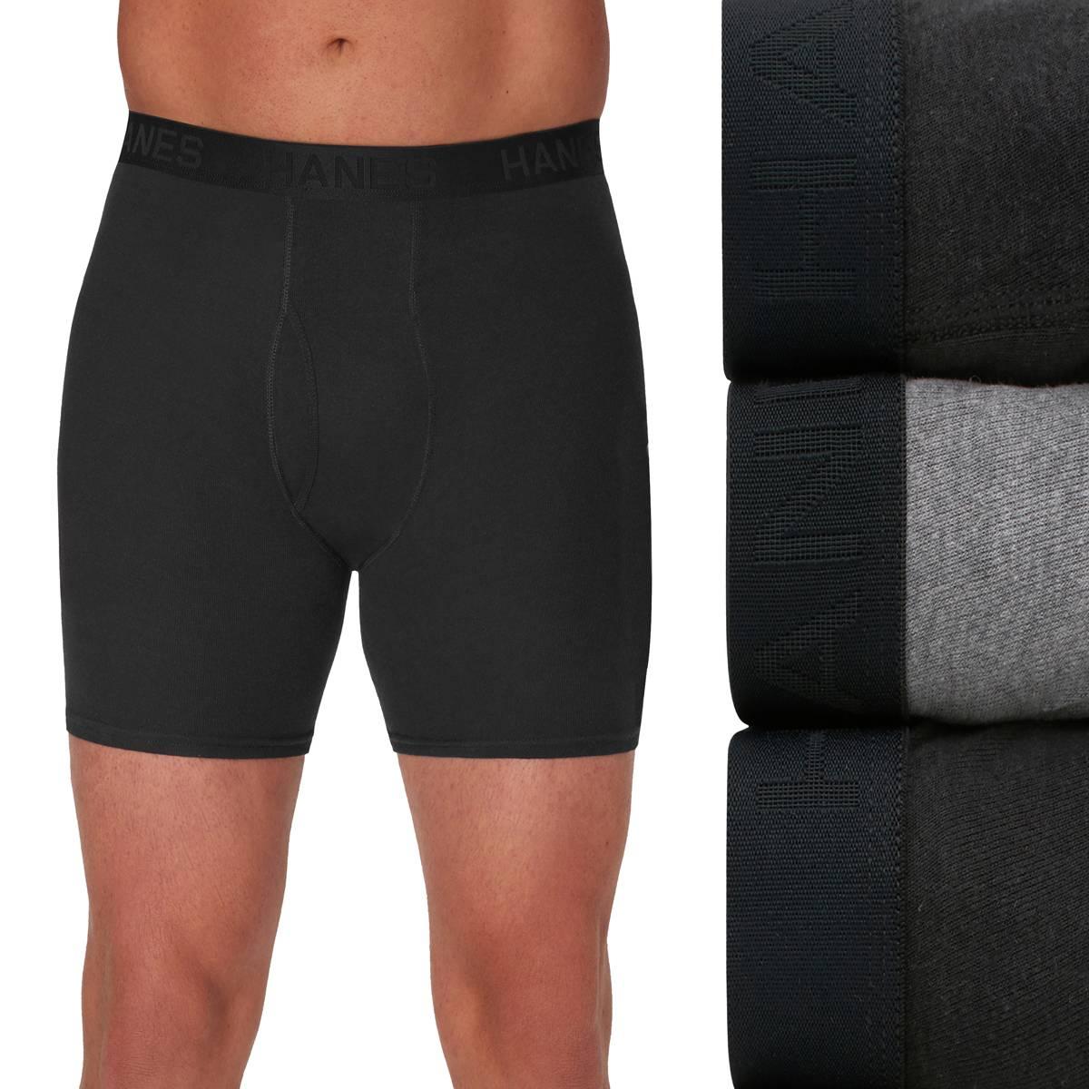 Mens Big & Tall Hanes Ultimate® Boxer Briefs - Black/Grey