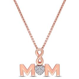 Sophia B Pink Silver 0.03ct. Diamond Accent Mom Chain Necklace