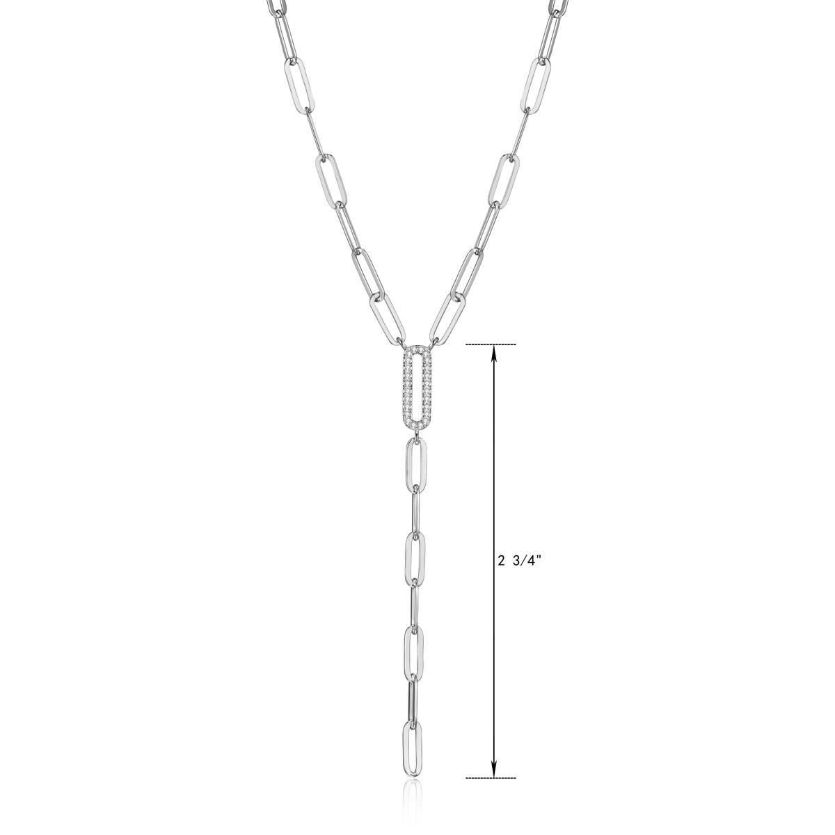 Forever Facets Sterling Silver Y Shape Paperclip Necklace