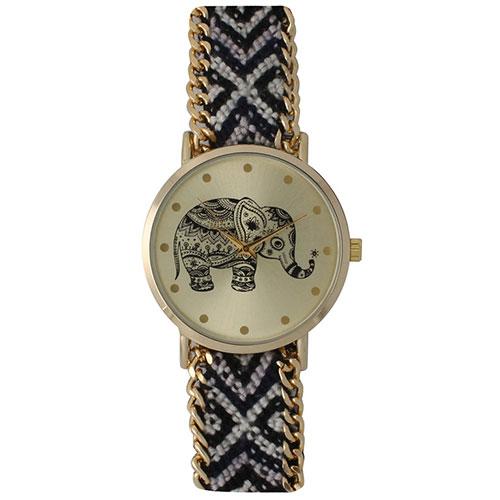 Womens Olivia Pratt Tribal Elephant Watch -14811BLACKWHITE
