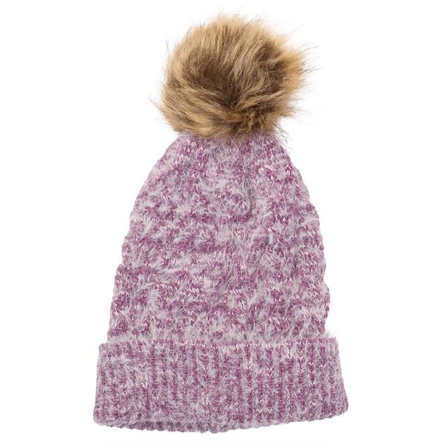 Womens MUK LUKS® Chenille Eyelash Yarn Hat with Faux Fur Pom
