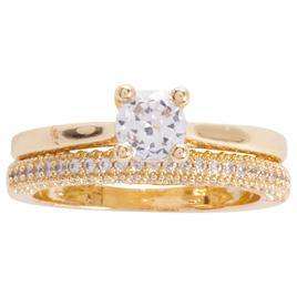 Ashley Cooper(tm) Gold-Tone CZ Round Stone Pave Bridal Set
