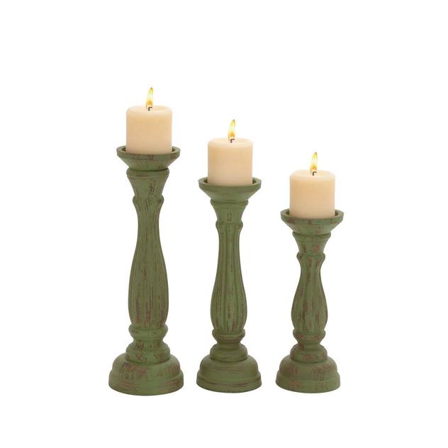 9th & Pike® Wooden Pillar Candle Holders Set of 3