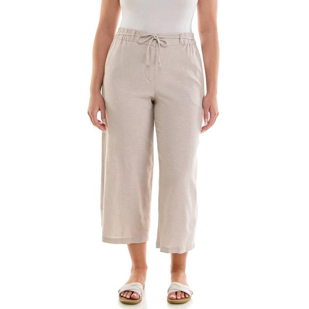 Petite Zac & Rachel Solid Linen Drawstring Wide Leg Pants