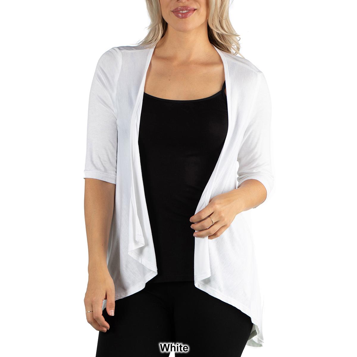 Womens 24/7 Comfort Elbow Length Open Cardigan