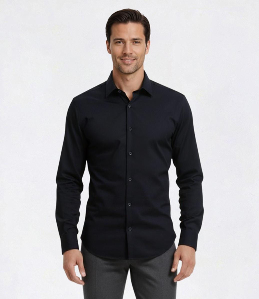Mens Bill Blass Textured Stripe Modern Fit Dress Shirt - Black