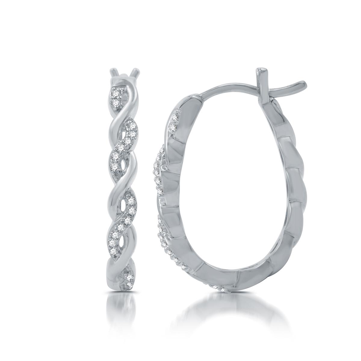 Nova Star® Sterling Silver 1/10ctw Lab Grown Twist Hoop Earrings