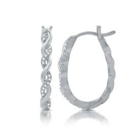 Nova Star® Sterling Silver 1/10ctw Lab Grown Twist Hoop Earrings