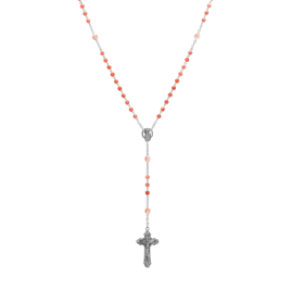 Symbols of Faith Silver-tone Beaded Crucifix Rosary