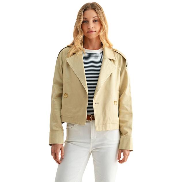 Womens CITY BLUES Cropped Trench Coat Jacket