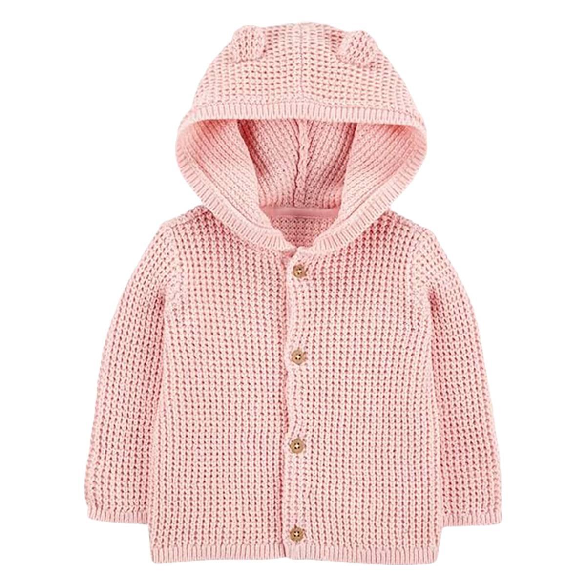 Baby Girl (NB-12M) Carters(R) Solid Knit Cardigan with Ear Hood