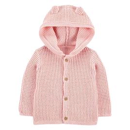 Baby Girl (NB-12M) Carters(R) Solid Knit Cardigan with Ear Hood