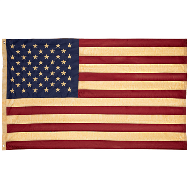 Northlight Patriotic Tea-Stained Embroidered Outdoor House Flag