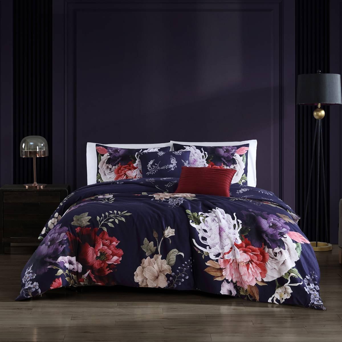 Bebejan® Deep Purple Garden Cotton 5pc. Reversible Comforter Set