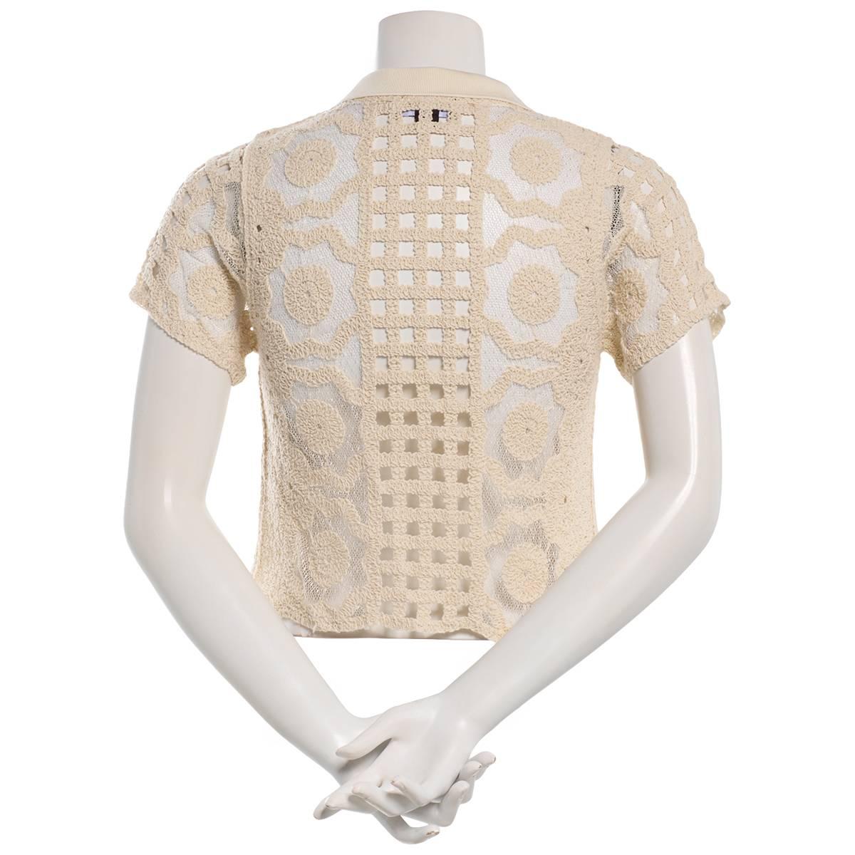Juniors A. Byer Short Sleeve Open Crochet Henley Top w/ Collar