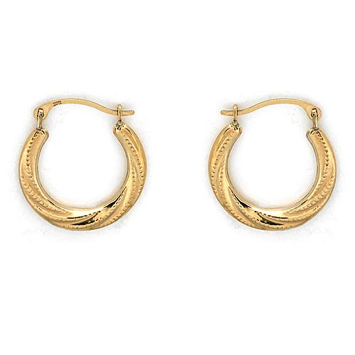 10kt. Yellow Gold Round Swirl Hoop Earrings