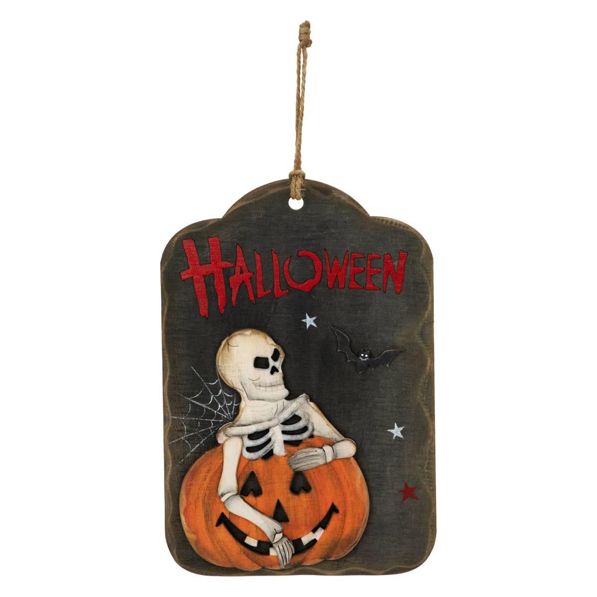 Northlight Seasonal 9.75in. Skeleton and Jack-O-Lantern Wall Sign