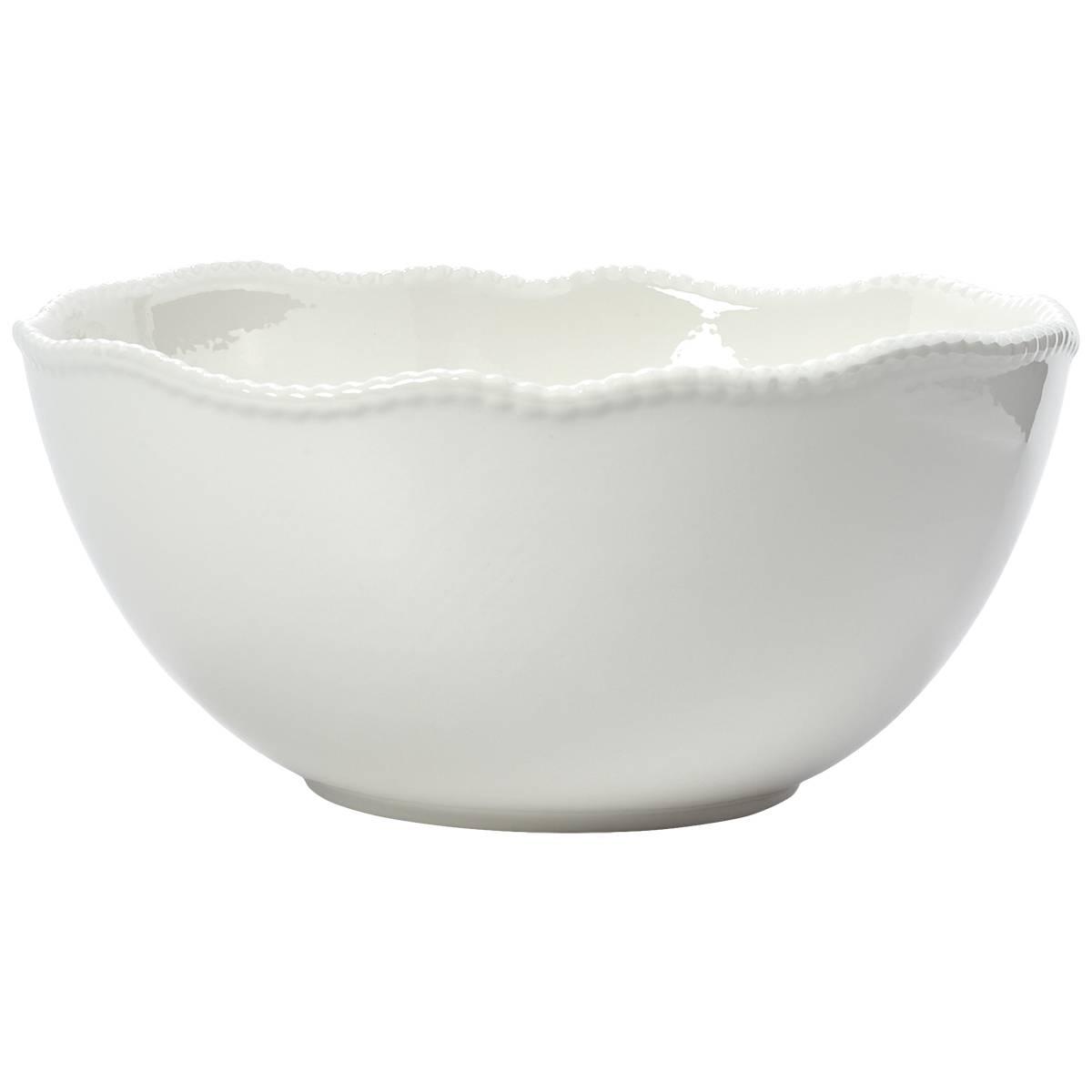 Home Essentials 10in White Bead Round Serving Bowl