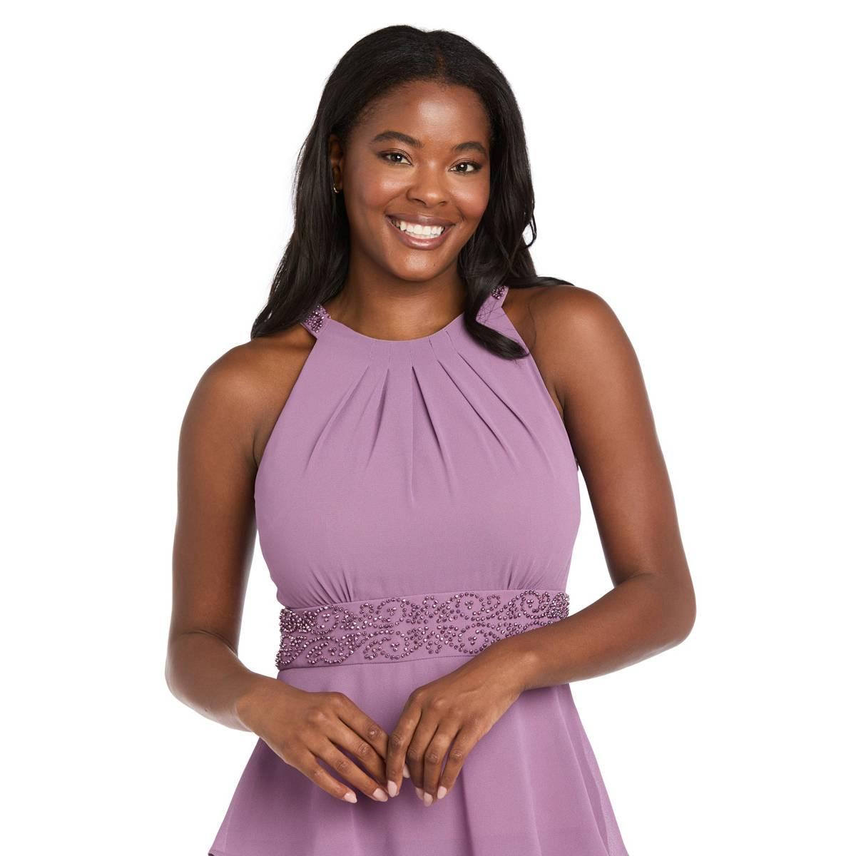 Womens R&M Richards Tiered Bead Waist Evening Gown
